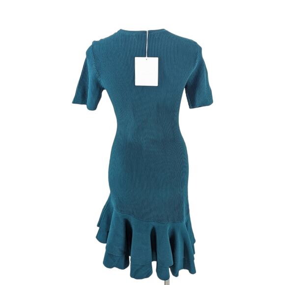 Diane Von Furstenberg Adeline Avalon Teal Ribbed Asymmetrical Dress Medium New - Picture 4 of 8